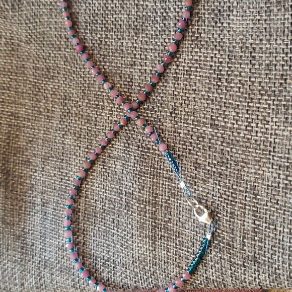 Ruby natural ruby choker necklace/925 sterling silver - Picture 3 of 7